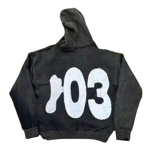 Ensemble de survêtement évasé 100% coton personnalisé délavé à l'acide deux pièces Baggy Streetwear pantalons de survêtement à capuche à épaules tombantes grande taille hiver - Product Image 2