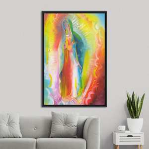 Printed <b>Canvas</b>: The Virgin of Guadalupe Modern Catholic Wall Art,Black <b>Framed</b> - Product Image 1