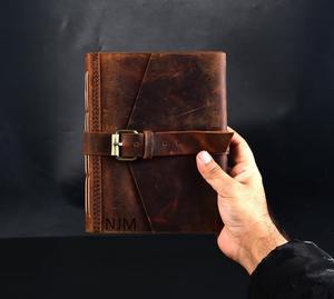Men's Vintage Leather Journal | Rustic Brown A3 <b>Travel</b> <b>Diary</b> | Engraved Christmas Gift Idea - Product Image 1