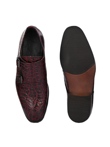 Tay Khâu Ý Cá Sấu In Da Đôi Nhà Sư Dây Đeo Trang Phục Chính Thức Giày Cho Nam Giới Bền Da Giày Oxfords - Product Image 6