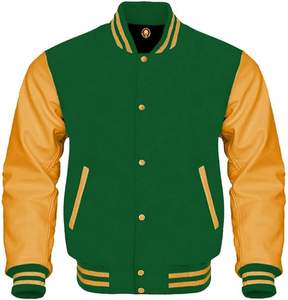 Veste de baseball universitaire pour hommes style bomber avec corps en laine et manches en cuir de vache veste Letterman scolaire en différentes couleurs - Product Image 3