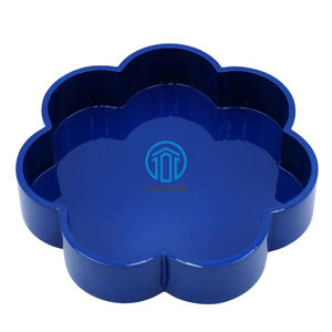 Vente en gros en usine de plateau rond en bois laqué meilleure vente de plateaux de service rectangulaires de couleur métallique or fabriqués à la main au Vietnam - Product Image 1