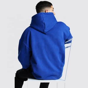 Logo personnalisé coton éponge français surdimensionné sans ficelle poche sans ficelle homme ourlet brut bord sweat à capuche recadrée Hoddies hommes - Product Image 3