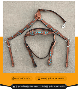 High Quality Western Bridle Headstall and Breast Collar Set <b>Leather</b> Floral <b>Tooled</b> Intelligent - Product Image 2