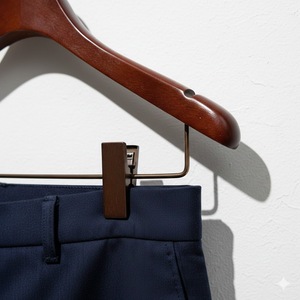 Cintres en <span class=keywords><strong>bois</strong></span> de noyer <span class=keywords><strong>et</strong></span> de hêtre écologiques de qualité supérieure avec pinces en cuivre antique pour l'affichage de la mode de luxe en magasin - Product Image 5