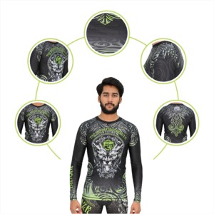 Ventes en gros de rashguards de qualité supérieure personnalisés avec impression sérigraphique, manches longues, formels, pour athlètes de BJJ, MMA, Jiu Jitsu, t-shirts pour hommes - Product Image 5