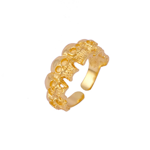 Unisex Dainty Designer Mini Skull Single Band <b>Ring</b> Plain Gold Plated Brass Adjustable Engagement <b>Ring</b> Trendy Skull Style <b>for</b> <b>Men</b> - Product Image 2