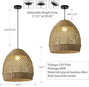 Wabi-Sabi Luxury Chandelier Creative Simple Hemp <b>Rope</b> Hand-Woven Iron Pendant <b>Light</b> for Home Office Restaurant Hotel - Product Image 4