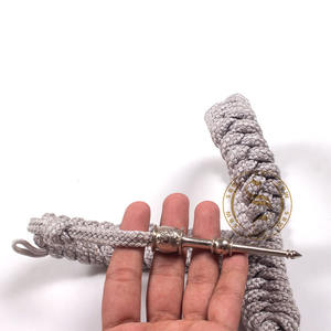Aiguillette de uniforme gris con punta plateada, venta al por mayor, cordón de hombro personalizado, Aiguillette para uniformes náuticos - Product Image 1
