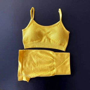 ชุดออกกำลังกายเล่นโยคะของผู้หญิงชุดออกกำลังกายขาสั้นสองชิ้นเอวสูงไร้รอยต่อ - Product Image 2