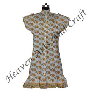 Túnica de Kurti con estampado de bloque de mano de algodón/Ropa Étnica/ropa de India y Pakistán Ropa Étnica transpirable túnica superior - Product Image 6