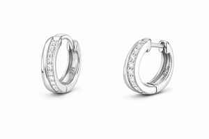 Pendientes de Aro Minimalistas de Plata de Ley 925 con Piedra de Circonita Cúbica, Pendientes de Plata Maciza de Moda, Venta al por Mayor OEM - Product Image 2