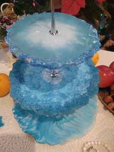 Handmade DIY 3-Tier Circular Display for <b>Resin</b> Crafts Round Shape Fruit Tray Epoxy <b>Mold</b> Tea Tray Table <b>Silicone</b> <b>Mold</b> - Product Image 2