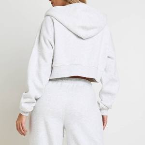 Ensemble 2 pièces en molleton 100 % coton pour femme, style streetwear, avec sweat à capuche zippé et pantalon de jogging à taille élastique, coupe ample, écologique et respirant - Product Image 5