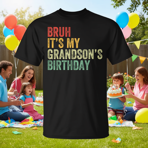 T-shirt pour adultes à manches courtes et col rond en coton, pour célébration d'anniversaire du grand-père et du petit-fils, cadeau pour événement familial - Product Image 3