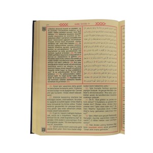 Coran de poche de 373 pages avec traduction et lecture en turque, produit en trois parties, couverture rigide bleu marine, Late Elmall Hamdi YAZIR - Product Image 5