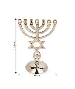 La mejor calidad antiguo grande 15 pulgadas latón 9 rama templo Menorah Judaica 12 tribus portavelas de F S International - Product Image 3