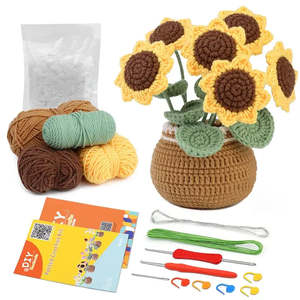 Pot de fleurs en crochet style simple en peluche, fabriqué en fil - Product Image 1