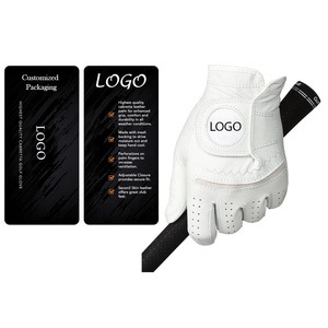 Guantes de golf con logotipo personalizado Embalaje Cabretta Cuero Palma Suave Hombres Blanco OEM Color Característica Material Origen Tamaño - Product Image 2