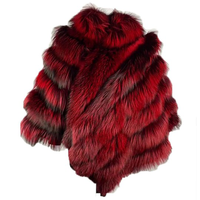 Blouson Bomber OEM Femme en Fourrure de Renard Rose Rouge, Fermeture Éclair, Chauffant, Respirant, Écologique, Modèle Adulte, Meilleures Ventes Hiver