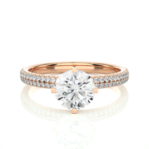 Bague de fiançailles solitaire avec diamant de laboratoire rond de 1,70 carat, avec accent, en or massif 14 carats - Product Image 1