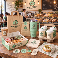 Emballages de marque AT PACK pour les chaînes de donuteries avec des boîtes à donuts personnalisées, des sacs en papier, des gobelets à café et des solutions de vente à emporter