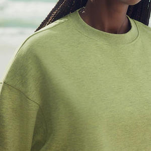 Nuevo logotipo personalizado, jersey con hombros caídos, comodidad de gran tamaño, enzima Vintage, lavado con ácido, cuello redondo, peso pesado, Conjunto de sudadera para mujer - Product Image 2