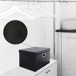 Set di 3 scatole portaoggetti in ecopelle nera elegante soluzione organizzativa in ecopelle - Product Image 4