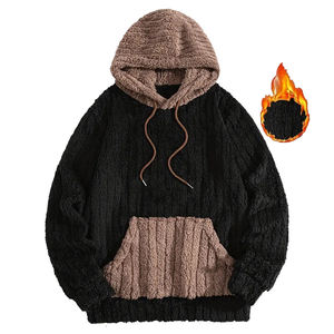 <b>Top</b> Quality Fur Hoodie For Men's <b>Black</b> Color <b>Long</b> <b>Sleeve</b> Pullover Street Wear Hoodies Sweatshirt With Pockets - Product Image 1