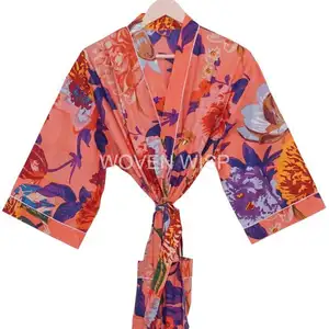 100% Katoenen Kimono Gewaden Mooie Katoenen Kimono Jurk Express Levering Kamerjas Katoen Kimono Gratis Levering Bruidsmeisje