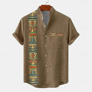 เสื้อเชิ้ตลายฮาวายลำลองสำหรับผู้ชาย ปี 2026 ผ้าโพลีเอสเตอร์ ปกพับได้ กันยับ ไซส์ใหญ่ ลายฮาวายฤดูร้อน สำหรับผู้ชาย - Product Image 1