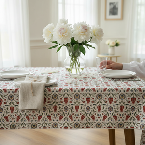 Premium 100% Poplin Cotton Woven Luxury Eco-Friendly Washable Customizable Home <b>Tablecloth</b> 140x180cm Natural Color Durable - Product Image 1