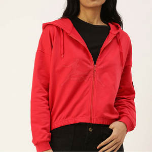 เสื้อฮู้ดเอวลอยมีซิปใส่สบายมีฮู้ดแบบรูดซิปเสื้อครอปท็อปดีไซน์ทันสมัย - Product Image 1
