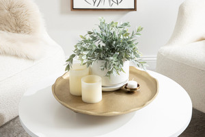 Plateau rond décoratif en métal doré en aluminium de qualité supérieure avec pieds au prix de gros du fabricant et exportateur indien - Product Image 2