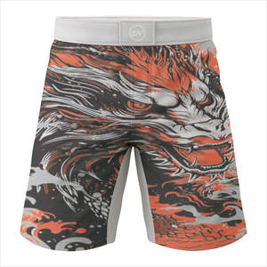 MMA Training <b>Shorts</b> for <b>Men</b> Embroidered Floral Sublimated Custom Grappling Kickboxing <b>Compression</b> Fit High Waist Drawstring - Product Image 1