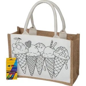Borse Promozionali Personalizzate ELISA in Juta per Personalizzazione a Colori per Gadget - Product Image 1