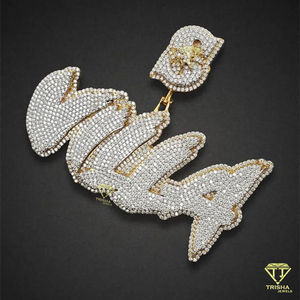 Venta caliente Plata de Ley 925 VVS Lab Grown Diamond letra inicial colgante Iced Out Hip Hop diseño personalizado joyería - Product Image 3