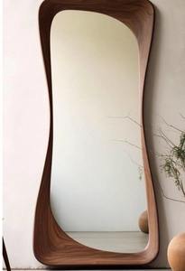 Premium Handmade Walnut Wood Art Deco Eco-Friendly <b>Lightweight</b> Round Wall Decor <b>Mirror</b> Modern Asymmetrical Cheap Price - Product Image 4