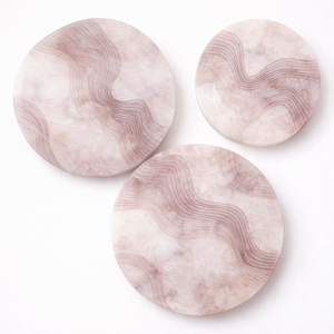 Sous-verres en résine rose pâle de luxe avec un design ondulé, tapis de boisson décoratifs de qualité supérieure pour la maison et le bureau - Product Image 5