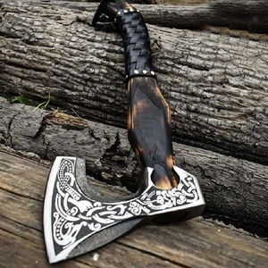 Precio bajo, calidad superior, personalizado, hecho a mano, Damasco Tomahawk, hacha para exteriores, hacha y hacha de acero de Damasco - Product Image 6