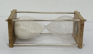 Modern Wood Base <b>Sand</b> Timer Clock Set of 2 Kitchen School Hourglass for Office & Home <b>Decor</b> Glass Material - Product Image 3