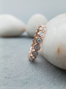 Women's Luxury 18K <b>Rose</b> Gold Hip Hop Trend Ring Full VVS Natural Round Diamond Classic Wedding Party Engagement - Product Image 2