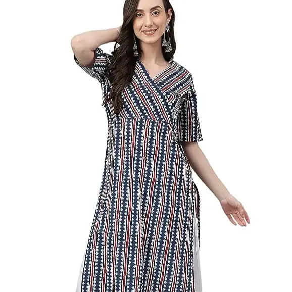 인도면 Kurta 여성을위한 저렴한 가격 민족 의류 공장 도매 여성 꽃 인쇄 Kurti 인도 민족 인도 Kurtis