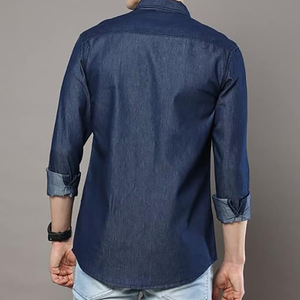 New Fashion D-Ride Moto <b>Men's</b> Denim <b>Jean</b> <b>Shirts</b> 100% Cotton Breathable Stand Collar Covered Button Full Sleeve Gothic Summer One - Product Image 2
