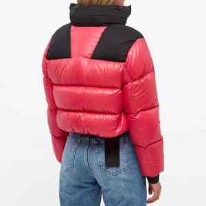 2025 Crop Puffer Veste Poids Léger Conception Personnalisée Denim Veste Stand Toile Femmes En Gros Compact Hiver Puffer Veste - Product Image 3