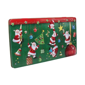 Latas de hojalata verde oscuro navideñas con relieve, hechas con materiales reciclados, aptas para alimentos, características personalizables - Product Image 1