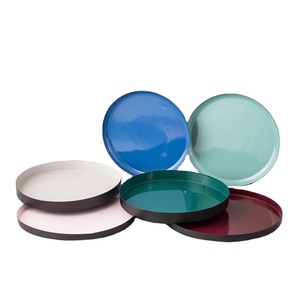 Offre Spéciale Coloré Empilable Plateau Rond En Métal Anti-dérapant Bar Servant des Plateaux En Étain Pour La Décoration - Product Image 1