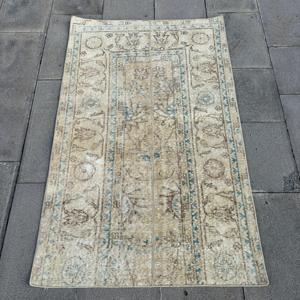Vintage Rug, 2.8x4.5 ft Turkish Rug, <b>Brown</b> Oriental <b>Wool</b> Rug - Product Image 1