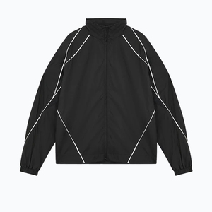 Chaqueta reflectante con cremallera, conjunto cortavientos a rayas laterales, chándal con logotipo personalizado para hombre - Product Image 2