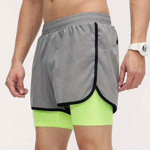 Hot Sale New Fashion Double <b>Layer</b> Athletic Shorts for Men Solid Pattern Fitness Wear with Private Label - Product Image 4